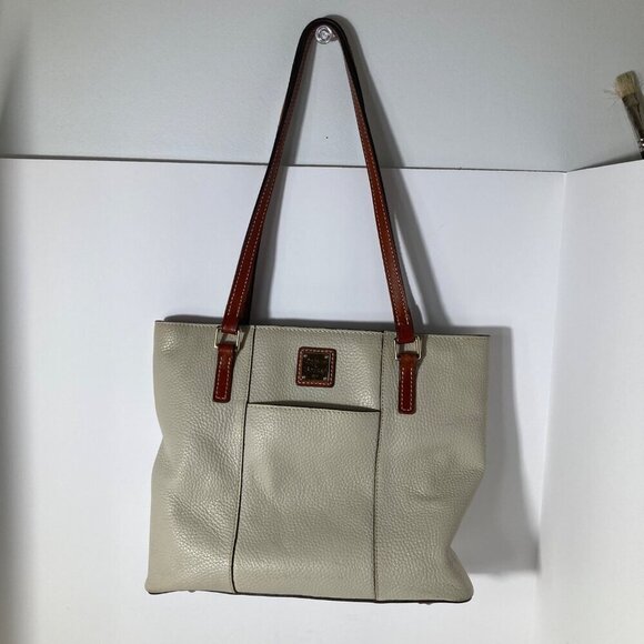 Womens Vintage Dooney & Bourke Pebbled Leather Lexington Shoulder Hand Bag Bone - Picture 3 of 11